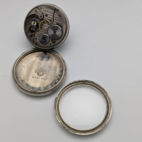 Around 1914 Antique Zenith pocket watch with alloy case works well